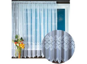 4035179155219 - Arsvita - Gardine Jacquard Universalband Spitzenoptik Vorhang Blumenmuster weiß Auswahl 300 x 175 cm Design Philomena - Weiß