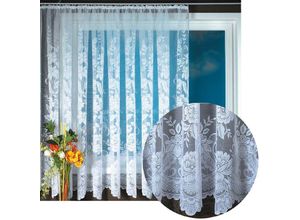 4035179155257 - Arsvita - Gardine Jacquard Universalband Spitzenoptik Vorhang Blumenmuster weiß Auswahl 300 x 175 cm Design Thekla - Weiß