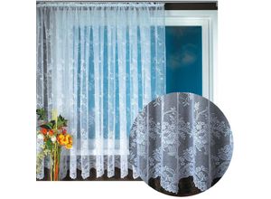 4035179155271 - Arsvita - Gardine Jacquard Universalband Spitzenoptik Vorhang Blumenmuster weiß Auswahl 300 x 175 cm Design Monique - Weiß