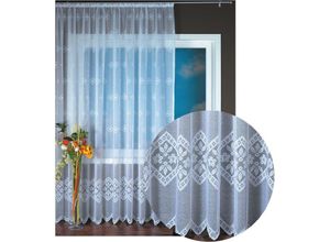 4035179155295 - Arsvita - Gardine Jacquard Universalband Spitzenoptik Vorhang Blumenmuster weiß Auswahl 300 x 245 cm Design Philomena - Weiß