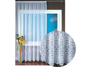 4035179155301 - Arsvita - Gardine Jacquard Universalband Spitzenoptik Vorhang Blumenmuster weiß Auswahl 300 x 245 cm Design Felicitas - Weiß