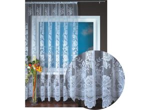 4035179155332 - Arsvita - Gardine Jacquard Universalband Spitzenoptik Vorhang Blumenmuster weiß Auswahl 300 x 245 cm Design Thekla - Weiß