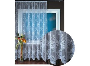 4035179155356 - Arsvita - Gardine Jacquard Universalband Spitzenoptik Vorhang Blumenmuster weiß Auswahl 300 x 245 cm Design Monique - Weiß