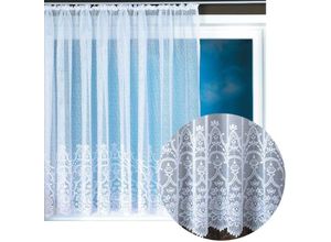 4035179155462 - Arsvita - Gardine Jacquard Universalband Spitzenoptik Vorhang Blumenmuster weiß Auswahl 500 x 145 cm Design Felicitas - Weiß