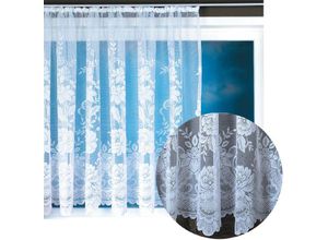 4035179155493 - Arsvita - Gardine Jacquard Universalband Spitzenoptik Vorhang Blumenmuster weiß Auswahl 500 x 145 cm Design Thekla - Weiß