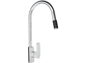 4035300939404 - Cornat - Spültisch Einhebelarmatur Girona Messingkörper schwarz verchromt Schlauchbrause Küchenarmatur Wasserhahn GIRS53 - silber