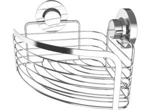 4035300982592 - Duschregal 3 in 1 - Extra großer & hoher Korb - Zur Wandmontage - Duschablage grau (chrom) B26cm H10cm T18cm Edelstahl Regale 3 Befestigungsoptionen mit Saugnapf Klebepad & Bohren - Verchromt