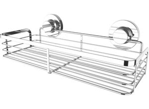 4035300982639 - Duschregal 3 in 1 - Extra langer & flacher Korb - Zur Wandmontage - Duschablage grau (chrom) B35cm H65cm T14cm Stahl Regale 3 Befestigungsoptionen mit Saugnapf Klebepad & Bohren - Verchromt 4035300982639 - Duschregal 3 in 1 - Extra langer & flacher Korb - Zur Wandmontage - Duschablage grau (chrom) B35cm H65cm T14cm Stahl Regale 3 Befestigungsoptionen mit Saugnapf Klebepad & Bohren - Verchromt