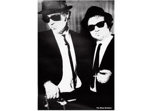 4035519108202 - - Blues Brothers Poster Filmszene standing - b&w (hf)