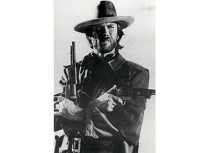 4035519185975 - - Clint Eastwood Poster schwarz-weißes Poster mt 2 Waffen