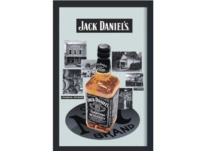 4035519636729 - - Jack Daniels Spiegel Bottle & Destillery Wandspiegel mit schwarzer Kunststoffrahmung in Holzoptik