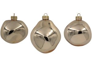 4035625380080 - Weihnachtsbaumkugel Birdelle glänzend Weihnachtsdeko Christbaumschmuck Christbaumkugeln Weihnachtsbaumkugeln beige (champagnerfarben) Weihnachtskugeln Baumkugeln in organischer Form Ø ca 8 cm organische Kugeln aus Glas