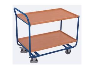 4035694006546 - Tischwagen Stahl MDF-Platte Enzianblau Buche-Dekor 2 Etagen L 970 x B 570 mm TPE-Rollen mit Feststellbremse bis 200 kg 4035694006546 - Tischwagen Stahl MDF-Platte Enzianblau Buche-Dekor 2 Etagen L 970 x B 570 mm TPE-Rollen mit Feststellbremse bis 200 kg