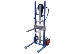 4035694074934 - Variofit Materialheber mit Gabelzinken Tragkraft 250kg Vollgummibereifung Enzianblau RAL 5010