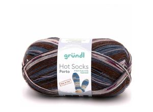 4036014228563 - Gründl Sockenwolle Hot Socks Porto 100 g 4-fach braun-natur-denim-flieder Handarbeit