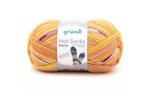 4036014228662 - Sockenwolle Hot Socks Porto 100 g 4-fach sonne-apricot-teerosse Handarbeit - Gründl