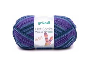 4036014230009 - Sockenwolle Hot Socks Verona 100 g 4-fach violett-blau-meliert Handarbeit - Gründl