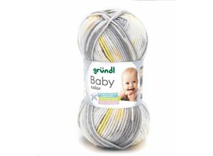 4036014246383 - Wolle Baby color 50 g hellgrau natur dunkelgrau gelb multicolor Handarbeit - Gründl