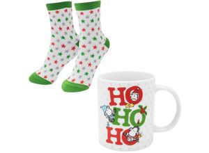 4036018511203 - Sheepworld Tassen-Socken-Set bestehend aus einer Tasse mit Motivdruck HO HO HO und einem Paar Socken in Größe 36-40