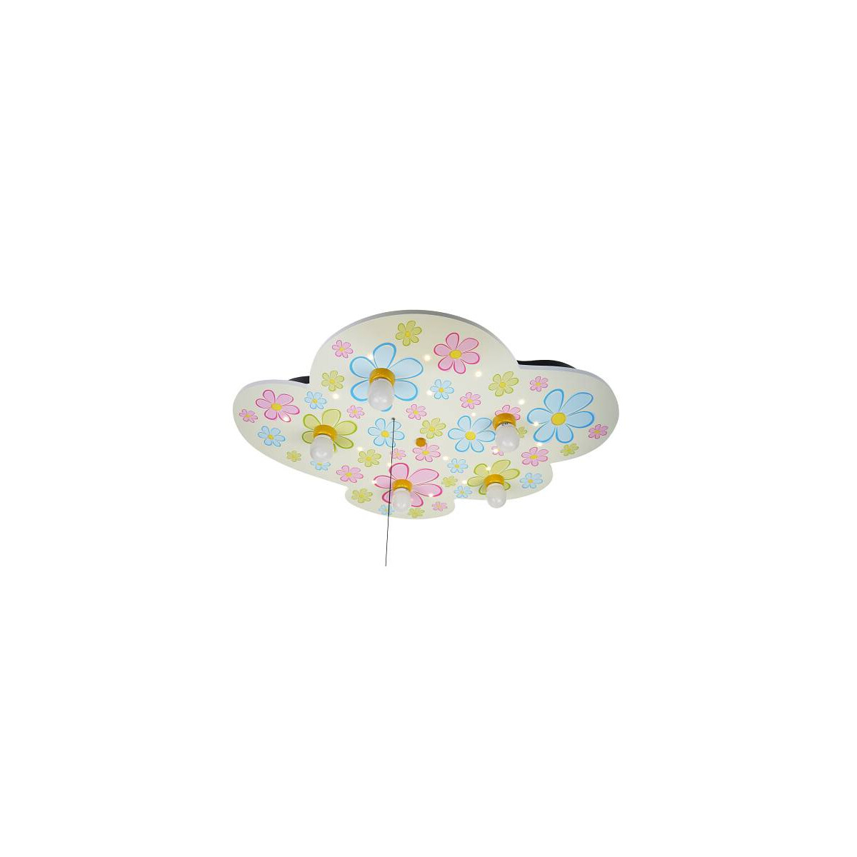 4036239016709 - Kinder Deckenleuchte Wolke mit bunten Blumen Zugschalter für LED-Schlummerlicht