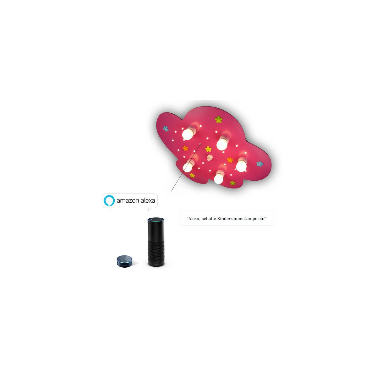 4036239027606 - - Kinder-Deckenleuchte mit Stoffblumen Amazon Echo kompatibel Schlummerlicht