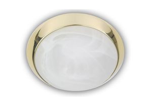 4036239161034 - - LED-Deckenleuchte rund Glas Alabaster Dekorring Messing poliert ø 25cm