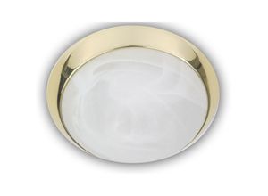 4036239180035 - Deckenleuchte rund Glas Alabaster Dekorring Messing poliert Ø 35cm