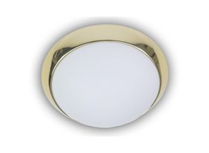 4036239571031 - - LED-Deckenleuchte rund Opalglas matt Dekorring Messing poliert ø 45cm