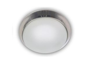 4036239645138 - - Deckenleuchte Glas satiniert mit Klarrand Dekorring Nickel matt ø 25cm