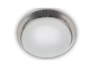 4036239650132 - - Deckenleuchte Glas satiniert mit Klarrand Dekorring Nickel matt ø 30cm