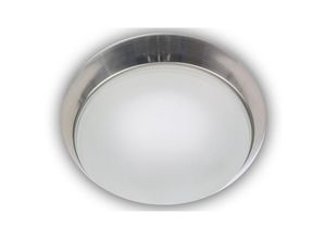 4036239660131 - - Deckenleuchte Glas satiniert mit Klarrand Dekorring Nickel matt ø 35cm