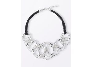 4036673212064 - Collier CASUAL LOOKS Gr N-Größe Baumwolle-Metall silberfarben (schwarz silberfarben) Damen Halsketten