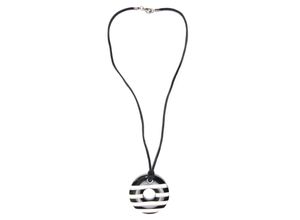 4036673235827 - Lange Kette COLLEZIONE ALESSANDRO Meret Gr one size PTFE-Kunststoff schwarz Damen Halsketten mit rundem maritinem Anhänger und Rindslederband