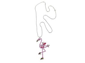 4036673249398 - Lange Kette COLLEZIONE ALESSANDRO Flamingo Gr one size Glas pink Damen Halsketten mit großem Anhänger in Form eines Flamingos