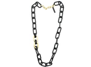 4036673256945 - Lange Kette COLLEZIONE ALESSANDRO Polly Gr one size Kunstfaser schwarz (schwarz gold) Damen Halsketten aus ovalen Gliedern gefertigt teilweise Metall