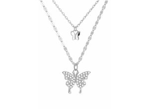 4036673258017 - Silberkette COLLEZIONE ALESSANDRO Butterflies Gr one size Silber 925 (Sterlingsilber) silberfarben (silbern) Damen Halsketten aus 925 Sterling Silber