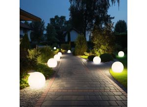 4036812000002 - Expo Börse - Kugelleuchte Solar 10 cm Solarleuchte Kugel Garten led Gartendeko Solarkugel für Außen klein Leuchtdauer ca 6-8 Stunden h 38 cm 9er