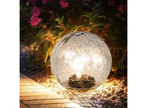 4036812000415 - Expo Börse - led Solar Gartenleuchten Kugel Glas Solarlampen für Außen Solarleuchte Akku Erdspieß Bruchglas transparent 20x led warmweiß d 20 cm