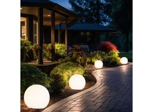 4036812002310 - Expo Börse - Solarleuchte Kugel Garten Kugelleuchte Solar 10 cm led Gartendeko Solarkugel für Außen klein Leuchtdauer ca 6-8 Stunden h 38 cm 4er