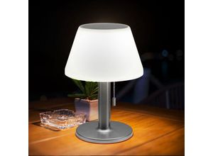 4036812010407 - Expo Börse - Tischleuchte Solarleuchte Außenlampe Terrassenleuchte Tischlampe Balkon IP44 Akku Zugschalter Edelstahl weiß 10x led warmweiß DxH