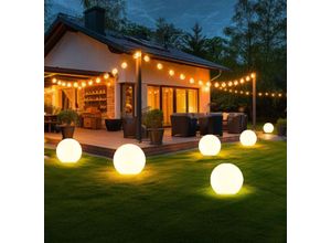 4036812014108 - Expo Börse - Solarleuchte Kugel Garten led Gartendeko Solarkugel für Außen 20 cm Kugelleuchte Solar Leuchtdauer ca 6-8 Stunden h 62 cm 6er Set