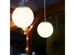 4036812061027 - Led Solarlampe Hängeleuchte Balkonlampe weiß Kugel Außenleuchte Gummischlaufe Kunststoff 4x led warmweiß DxH 20x75 cm 2er Set