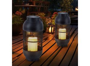 4036812089908 - Solarleuchte Tischlampe Außenleuchte Laterne Kerze Gartenleuchte Terrassenlampe Flammeneffekt  Kunststoff schwarz Akku 1x led warmweiß h 33 cm