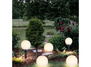 4036812109002 - Expo Börse - Kugelleuchte Solar 10 cm Solarleuchte Kugel Garten led Gartendeko Solarkugel für Außen klein Leuchtdauer ca 6-8 Stunden h 38 cm 5er