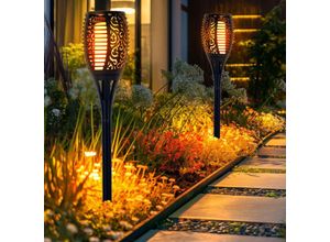 4036812110213 - Solarleuchte Feuereffekt Solarfackel Flammeneffekt Fackellampe Gartenleuchte schwarz Fackel Kunststoff led Leuchtmittel orange flackernd h 78 cm