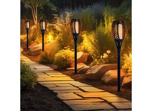 4036812126115 - Solarleuchte Feuereffekt Solarfackel Flammeneffekt Fackellampe Gartenleuchte schwarz Fackel Kunststoff led Leuchtmittel orange flackernd h 78 cm