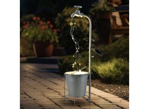 4036812310712 - Expo Börse - Solarlampe Wasserhahn 30x led Gartendeko Außenlampe Terrassenlampe Metall Kunststoff silber warmweiß LxH 17x62 cm