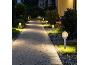 4036812393661 - Expo Börse - Solarlampe Erdspieß Außenleuchte Glaskugel Gartenlampe Steckleuchte Kunststoff silber Edelstahl Akku led warmweiß h 345 cm 8er Set