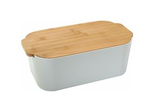 4036812402813 - Pure Style - Brot Aufbewahrungsbox Kunstoff grau mit Bambusdeckel 33 cm - Grau