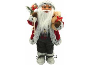 4036812412065 - Mm_unverified_brand - Dekofigur Weihnachtsmann 40 cm mit Geschenkesack & Teddybär - Mehrfarbig